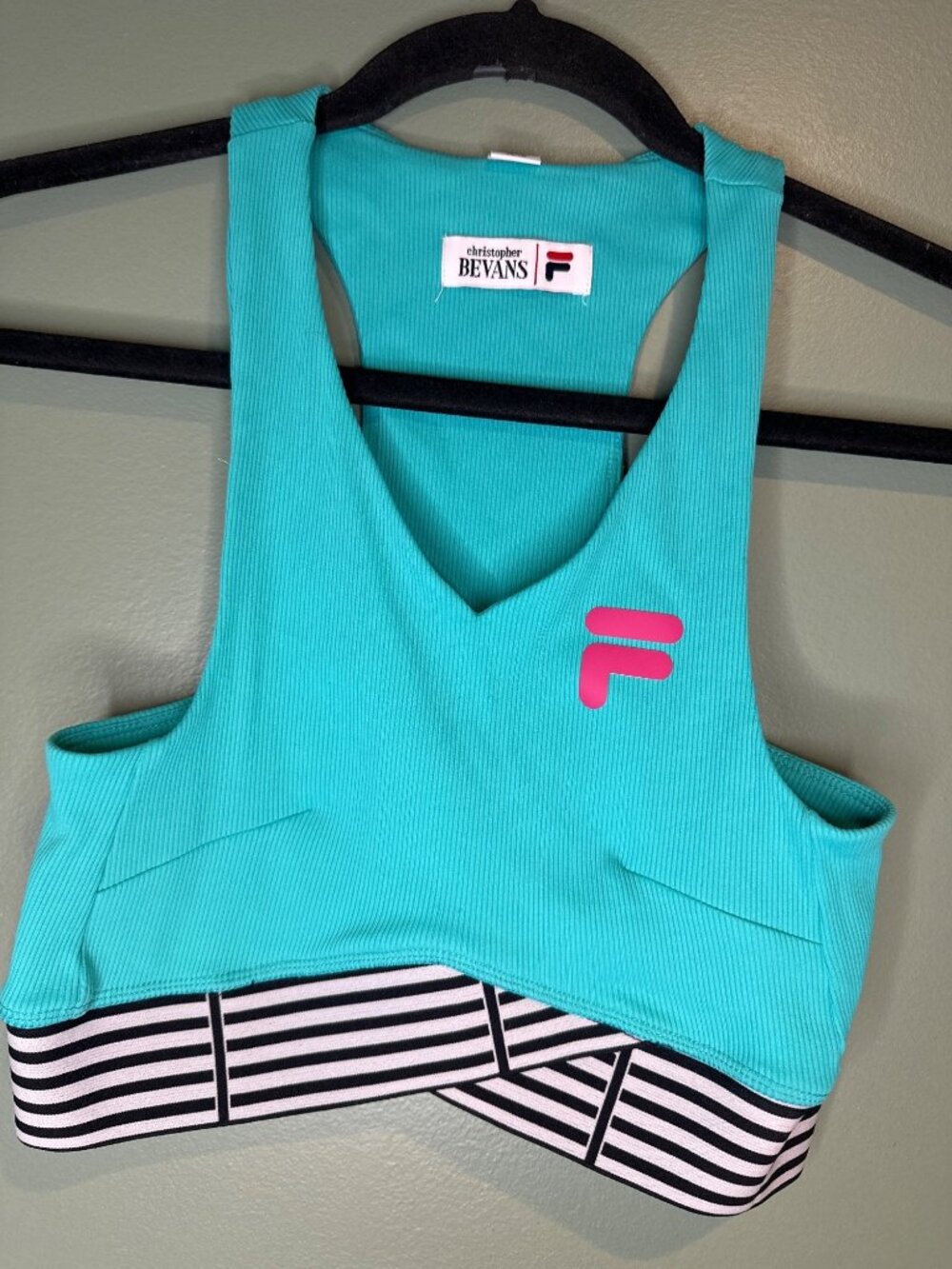 Christopher Bevans x FILA XS Crop Top Sports Bra Racerback Yoga Gym athleisure